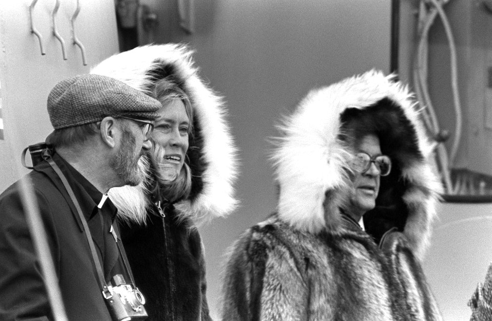 Senator Ted Stevens and Catherine Ann Stevens attend the commissioning of the nuclear-powered strategic missile submarine USS ALASKA