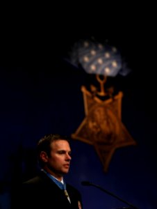 Senior Chief Special Warfare Operator (SEAL) Edward C. Byers Jr.is inducted into the Hall of Heroes. (24794421203)