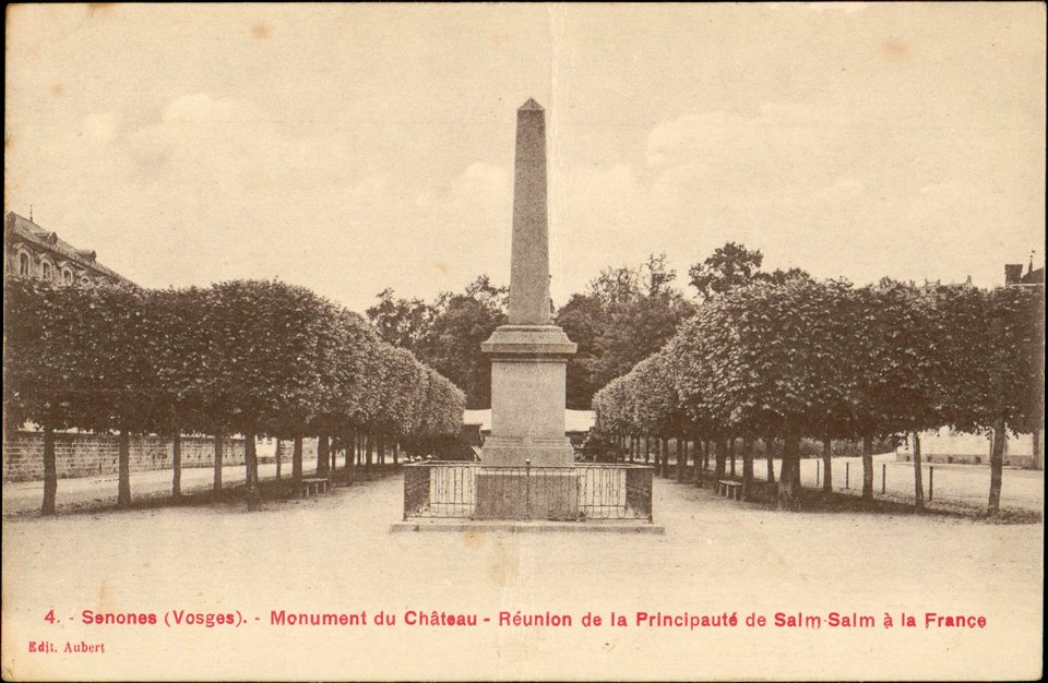 Senones (Vosges), Monument du Château, Réunion de la Principauté de Salm-Salm à la France CP 4970 PsurR