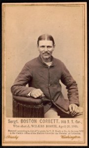 Sergt. Boston Corbett, 16th N.Y. Cav., who shot J. Wilkes Booth, April 26, 1865 - Brady, Washington. LCCN2016646195