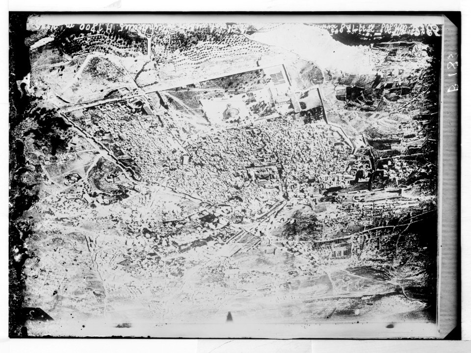Series of first aerial photographs of Palestine and Syria. Jerusalem from 3000 m. LOC matpc.05583