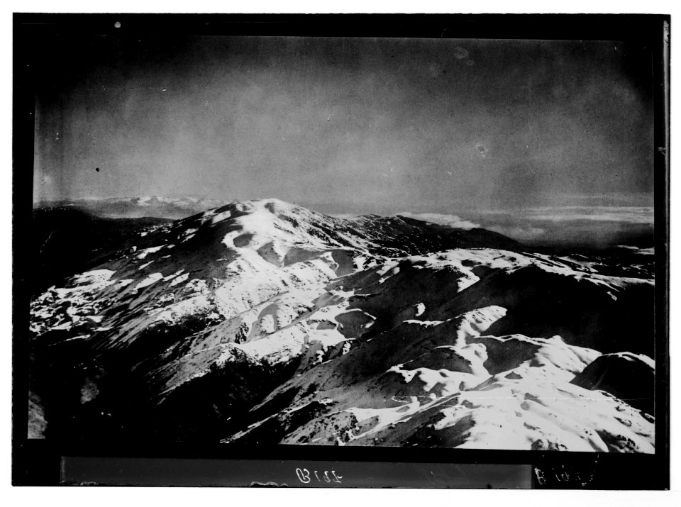 Series of first aerial photographs of Palestine and Syria. Summit of Mt. Hermon, scene of the Transfiguration. LOC matpc.05597