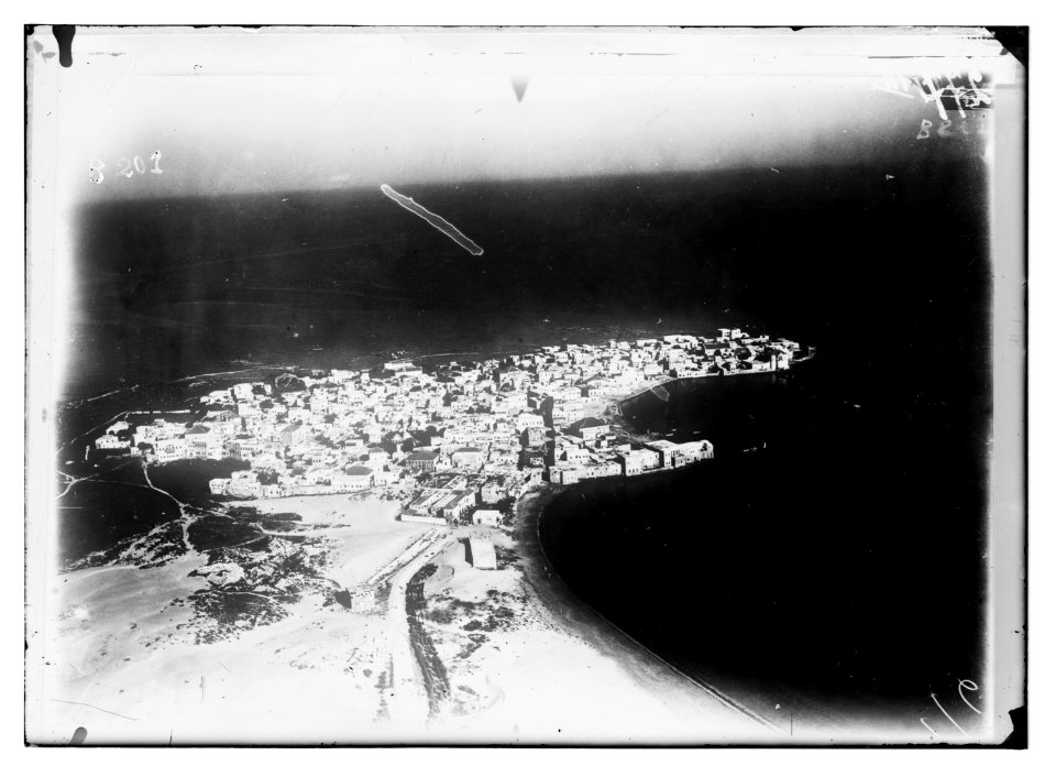 Series of first aerial photographs of Palestine and Syria. Tyre showing peninsula. LOC matpc.05601