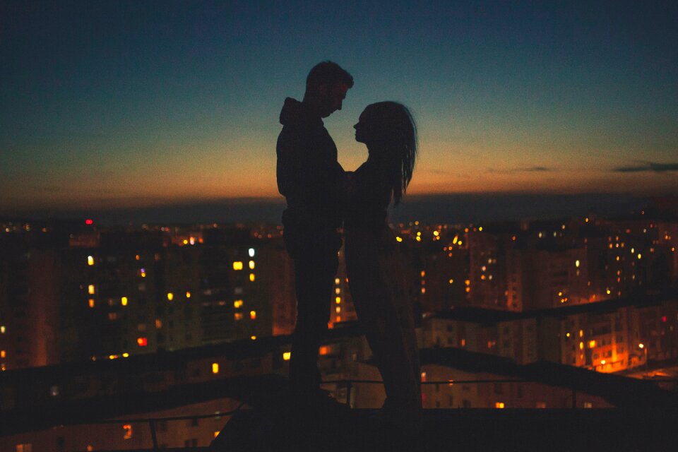 Couple love silhouette photo