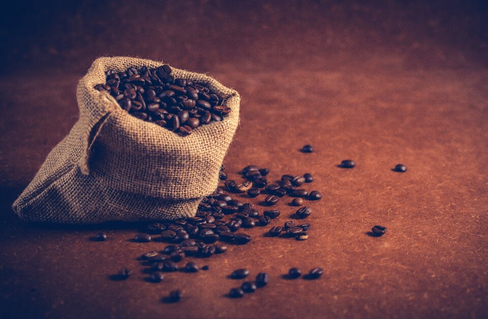 Aroma dried coffee beans brown