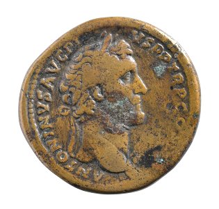 Sestertius van Antoninus Pius in messing, 140 tot 143 NC, vindplaats- Onbekend, collectie Gallo-Romeins Museum Tongeren, S-180, 006