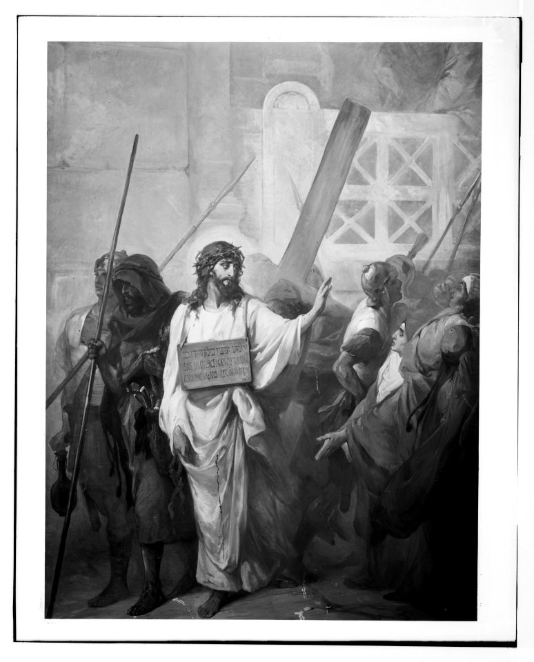 Set of paintings of Christ's passion, by Kosheleff, in Russian Hospice, Jerusalem. Christ comforts the 'Daughters of Jerusalem'. LOC matpc.07305