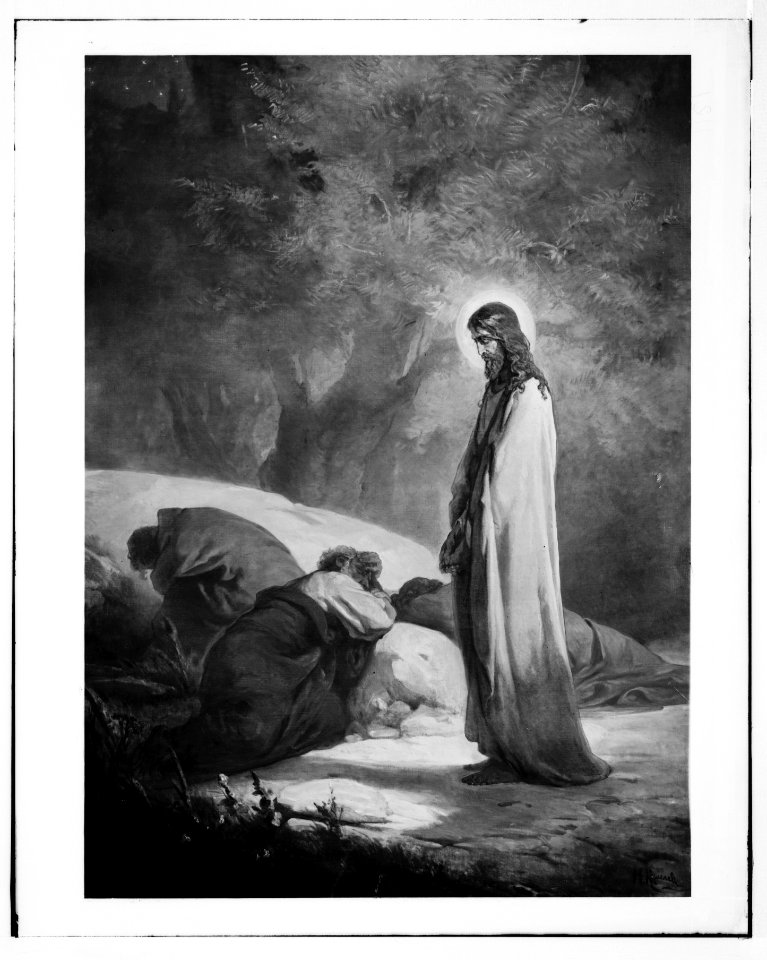Set of paintings of Christ's passion, by Kosheleff, in Russian Hospice, Jerusalem. Christ finds Disciples asleep in Gethsemane. LOC matpc.07295