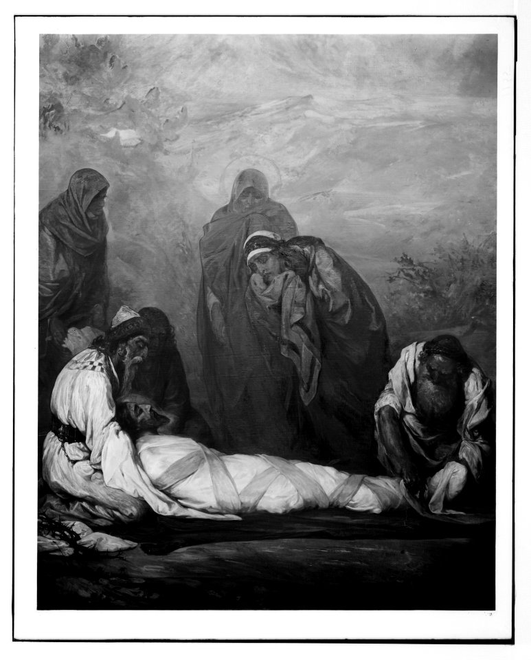 Set of paintings of Christ's passion, by Kosheleff, in Russian Hospice, Jerusalem. Christ's body prepared for burial. LOC matpc.07309