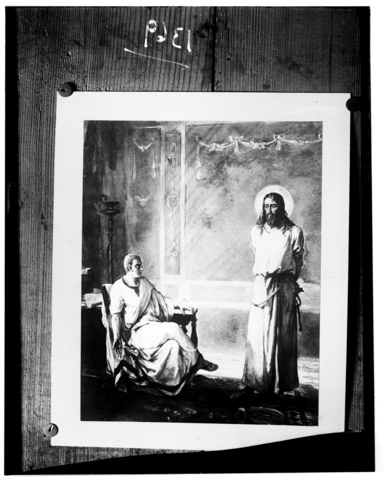 Set of religious paintings of Christ's passion, by Kosheleff, in Russian hospice, Jerusalem. Christ tried by Pilate LOC matpc.00123