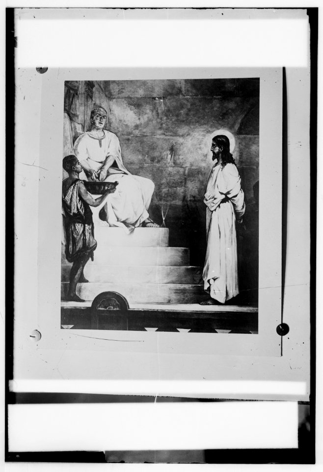 Set of religious paintings of Christ's passion, by Kosheleff, in Russian hospice, Jerusalem. Pilate washing his hands LOC matpc.00124