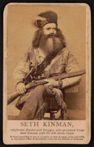 Seth Kinman, California hunter and trapper, who presented President Lincoln with the Elk-Horn Chair - Washington, D.C. & Broadway & Tenth St. New York. LCCN2017659640