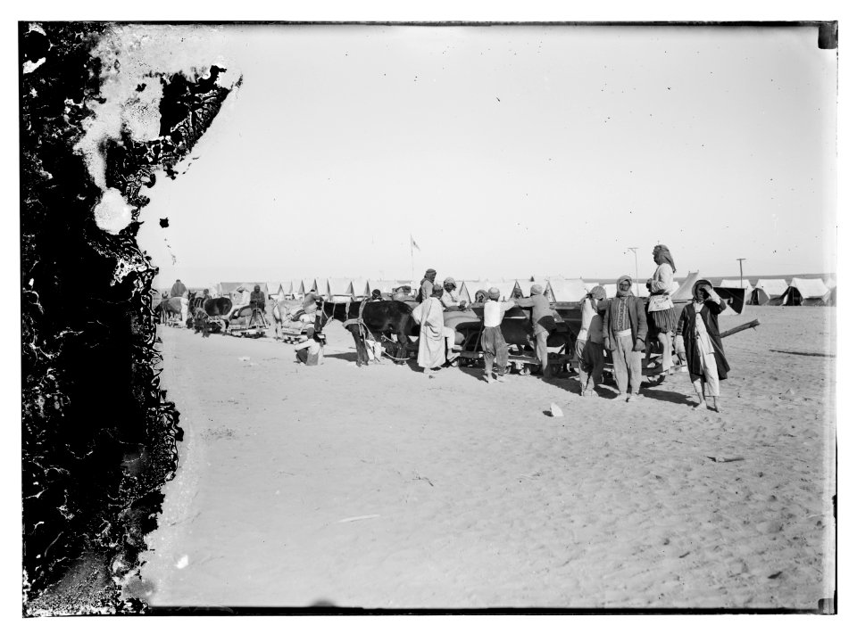 Setting up hosp. (i.e., hospital) tents in Sinai LOC matpc.08175