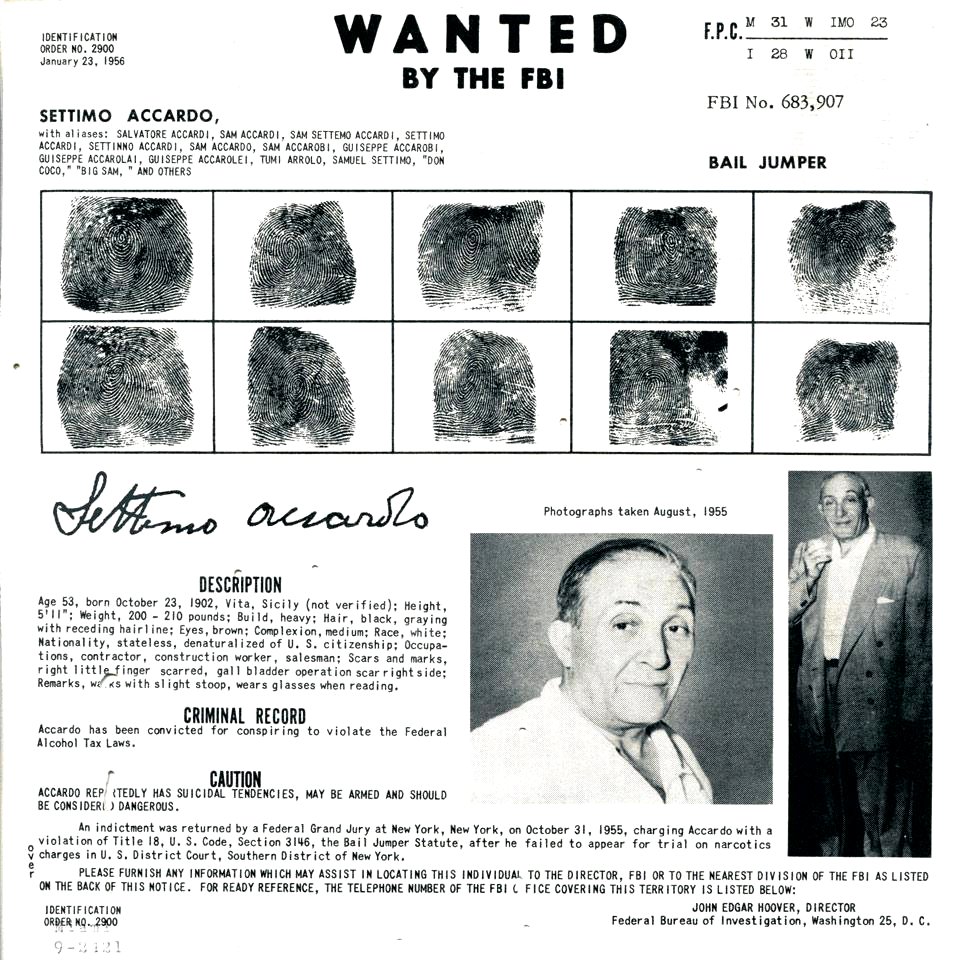 Settimo Accardi FBI Wanted