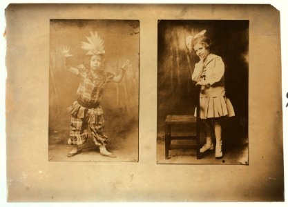 Seven year old Ann Suter, and eight year old Andrey Shrier in costume. See photo and label 2937 and report by L.W. Hine LOC nclc.04788