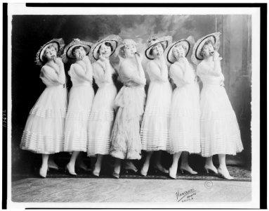 Seven Canary Cottage young women of the burlesque theater, posed, full-length, standing) - Hartsook photo, S.F.-L.A LCCN95504465