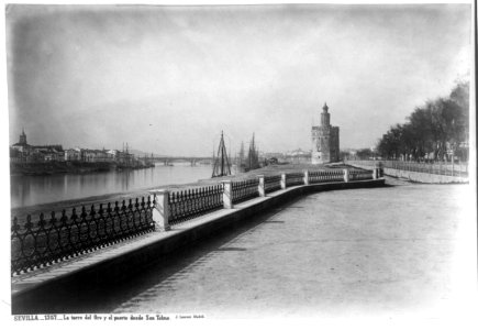 Sevilla. La Torre del Oro y el puerto desde San Telmo - J. Laurent, Madrid. LCCN94512140
