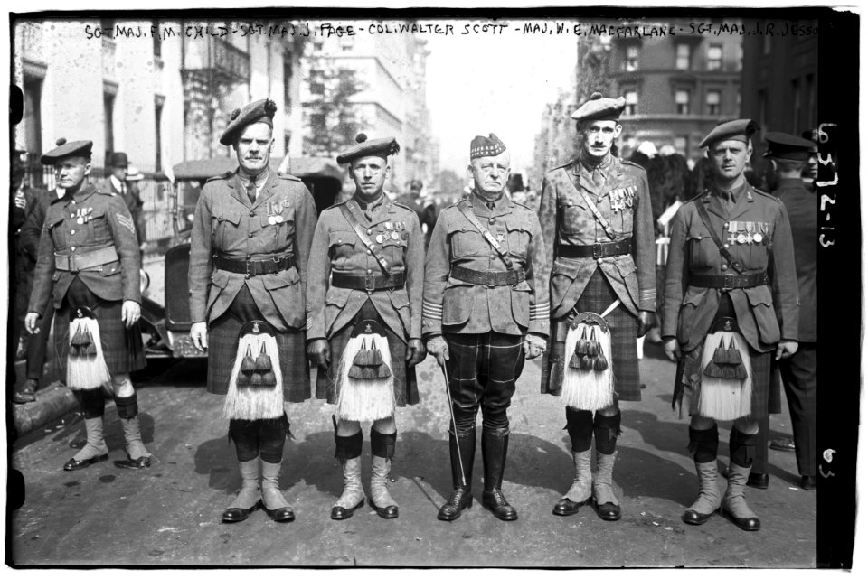 Sgt. Maj. F.M. Child, Sgt. Maj. J. Page, Col. Walter Scott, Maj. W.E. McFarlane, Sgt. Maj. J.R. Jesson LCCN2014718322