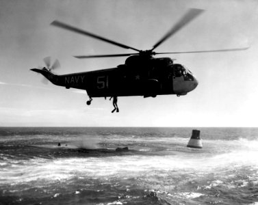 SH-3A Sea King HS-6 practicing Mercury space capsule recovery 1963