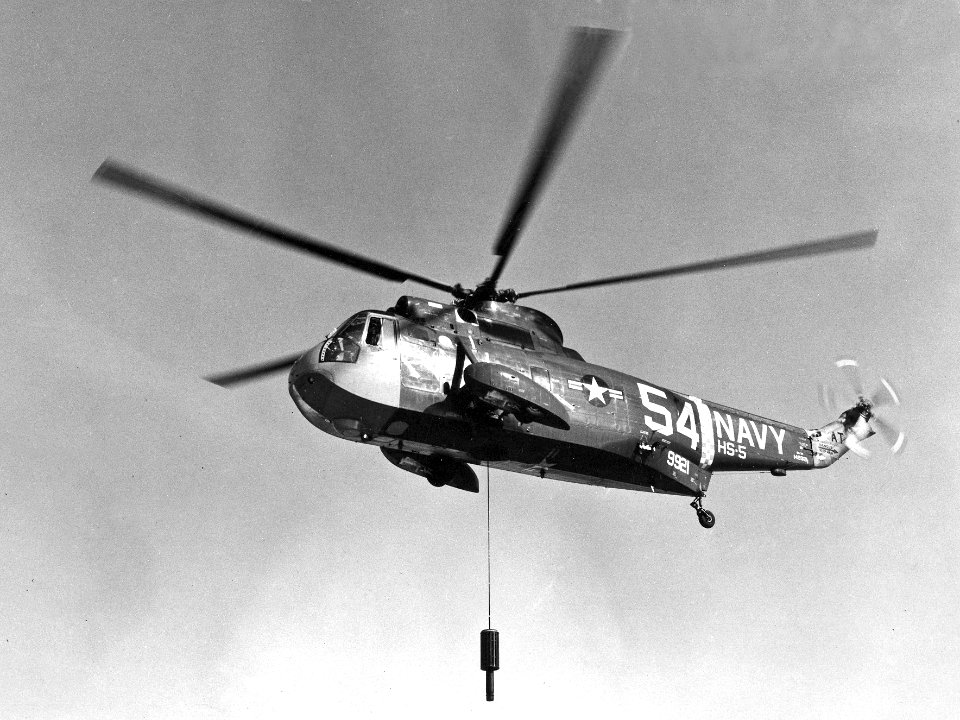 SH-3A Sea King of HS-5 with AQS-13 sonar c1965