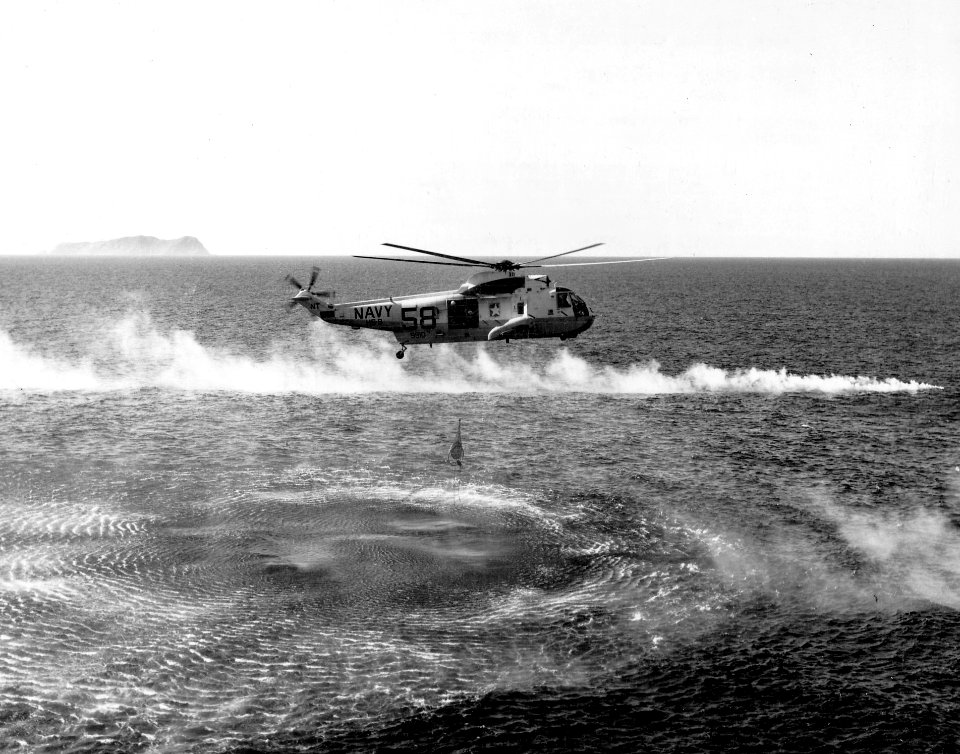 SH-3A Sea King of HS-8 in flight in February 1968