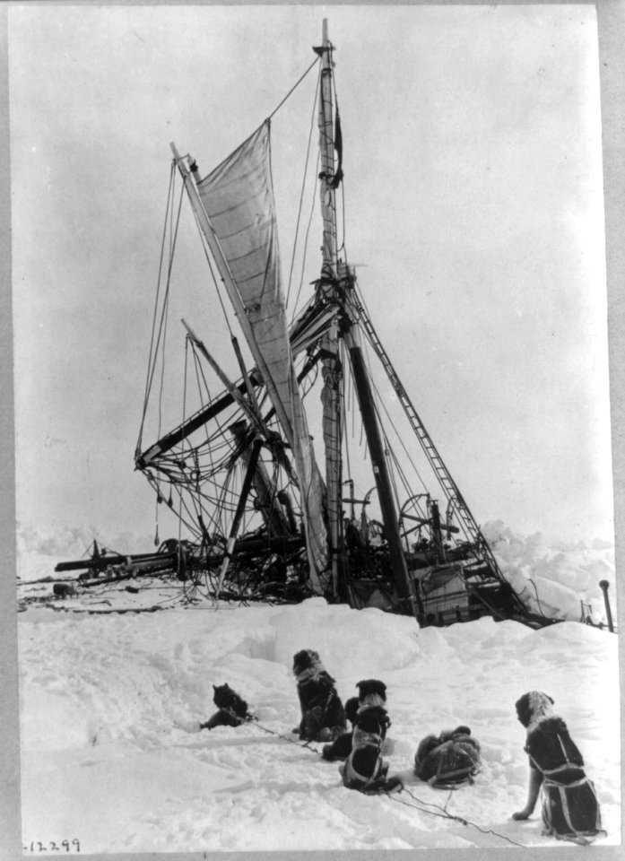 Shackleton's expedition to the Antarctic Endurance after ice pressure was released. LCCN2013646126