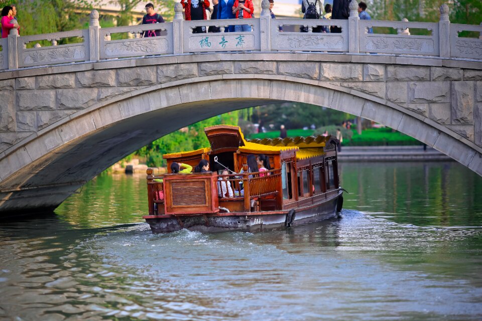 Bridge pleasure boat lake