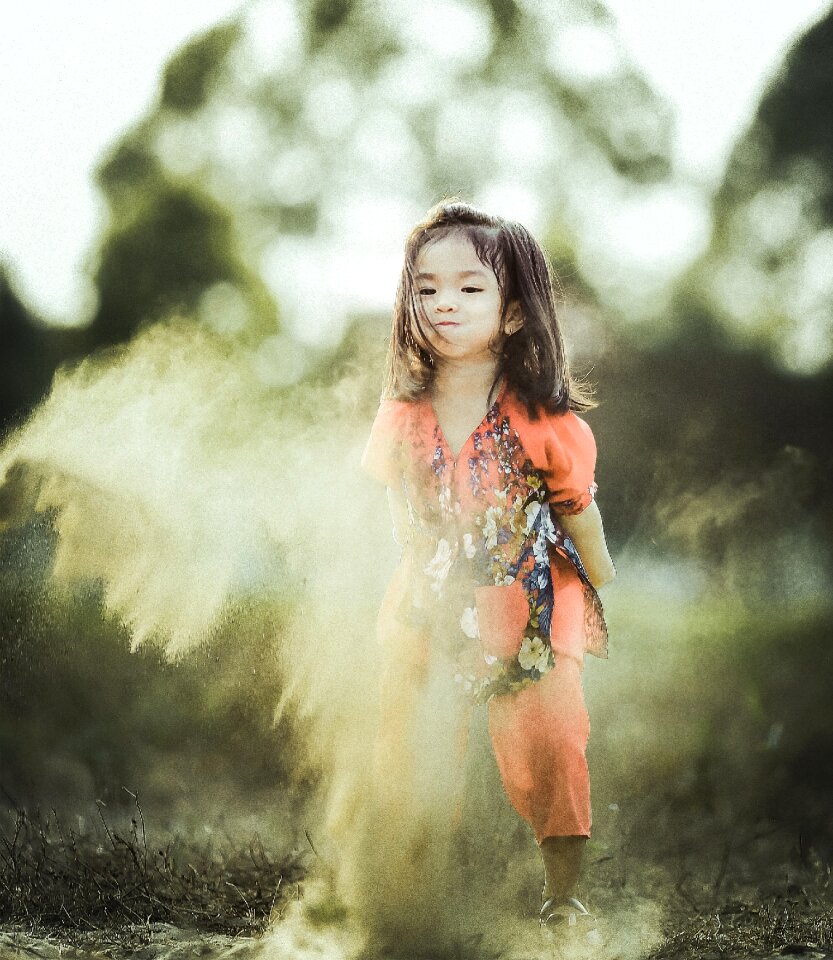 Kid alone grass