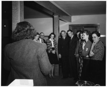 Shelby County, Iowa. Informal get-togethers are still very popular in Irwin. Shown here is a group o . . . - NARA - 522384