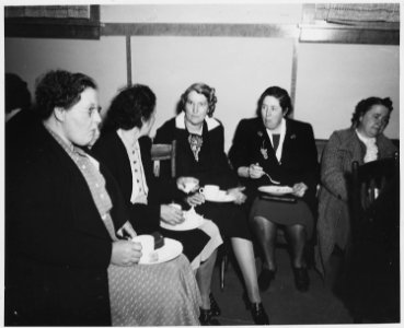 Shelby County, Iowa. Informal get-togethers are still very popular in Irwin. Shown here is a group o . . . - NARA - 522388