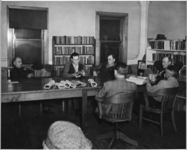 Shelby County, Iowa. Irwin's Council is made up of village businessmen and farmers. Here they are me . . . - NARA - 522366