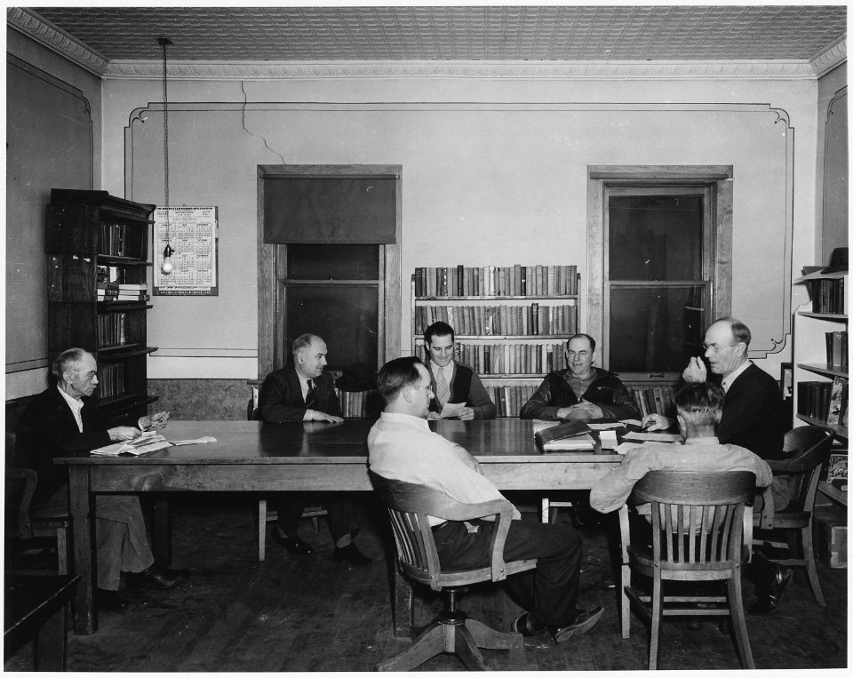 Shelby County, Iowa. Irwin's Council is made up of village businessmen and farmers. Here they are me . . . - NARA - 522365