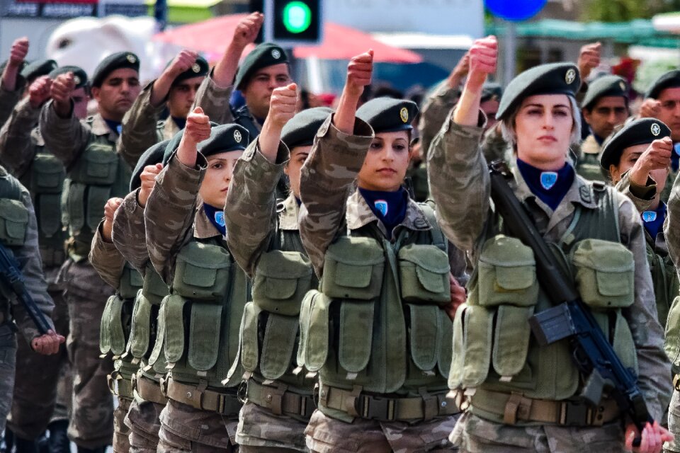 Woman soldier parade