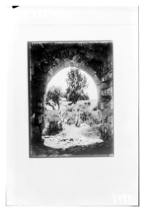 Shepherd scenes. 'He leadeth them forth.' Pastoral scene taken through an archway LOC matpc.14435