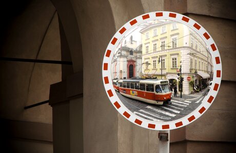 City public transport mirror