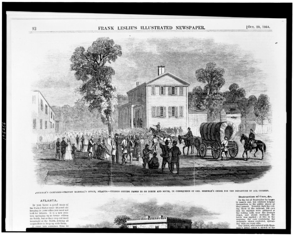 Sherman's campaign-provost marshal's office, Atlanta-citizens getting passes to go north and south, in consequence of Gen. Sherman's order for the departure of all citizens LCCN92508759