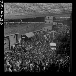 Shift goes off duty at Consolidated Vultee aircraft plant, San Diego, Cal. - NARA - 520981