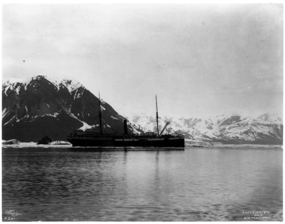 Ship, GEORGE W. ELDER, in ice on bay with mountains behind, Alaska or the Aleutian Islands LCCN2002705645