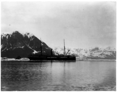 Ship, GEORGE W. ELDER, in ice on bay with mountains behind, Alaska or the Aleutian Islands LCCN2002705645