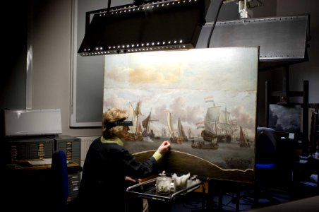 Ships on the River IJ in front of the Tollhouse near Amsterdam RMG F7676-008