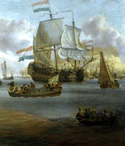 Ships on the River IJ in front of the Tollhouse near Amsterdam RMG F8707-001