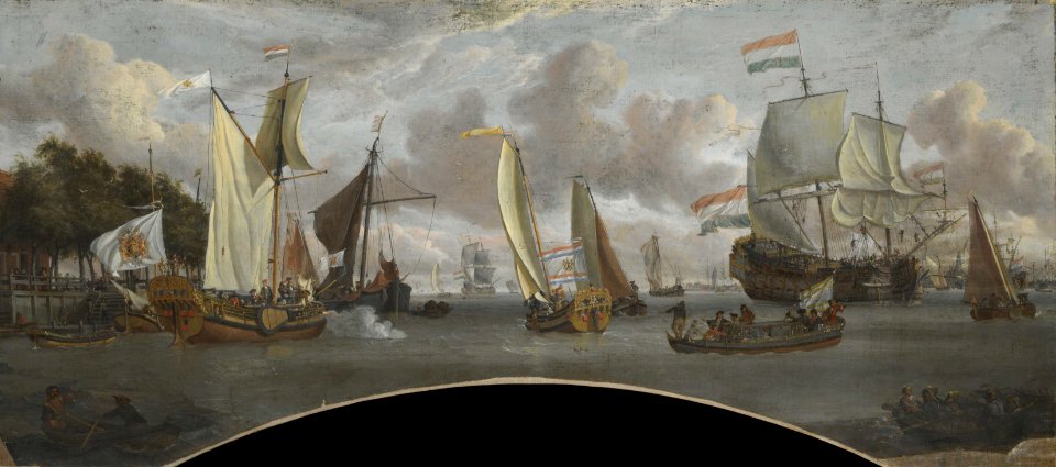 Ships on the River IJ in front of the Tollhouse near Amsterdam RMG F8261-002