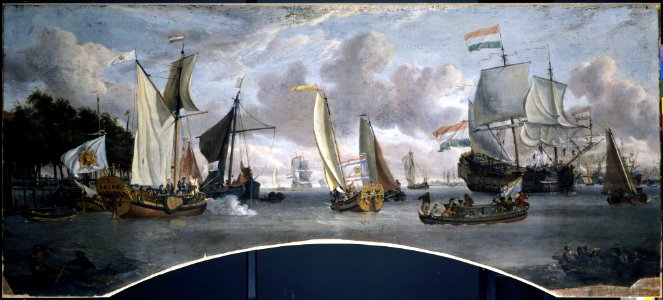 Ships on the River IJ in front of the Tollhouse near Amsterdam RMG F8707-014