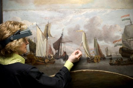 Ships on the River IJ in front of the Tollhouse near Amsterdam RMG F7676-002