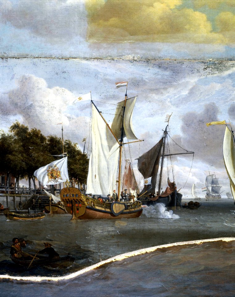 Ships on the River IJ in front of the Tollhouse near Amsterdam RMG F7686-002