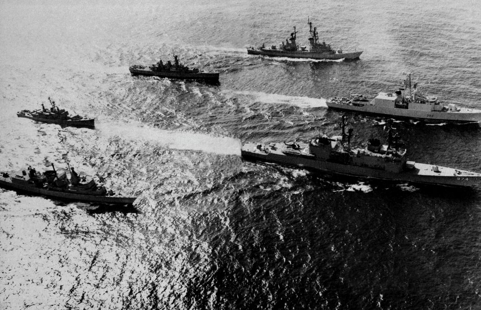 Ships of the NATO Standing Naval Force Atlantic underway, in 1983