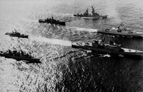 Ships of the NATO Standing Naval Force Atlantic underway, in 1983