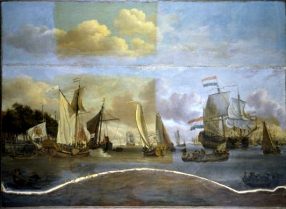 Ships on the River IJ in front of the Tollhouse near Amsterdam RMG F8707-009
