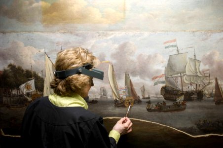 Ships on the River IJ in front of the Tollhouse near Amsterdam RMG F7676-001