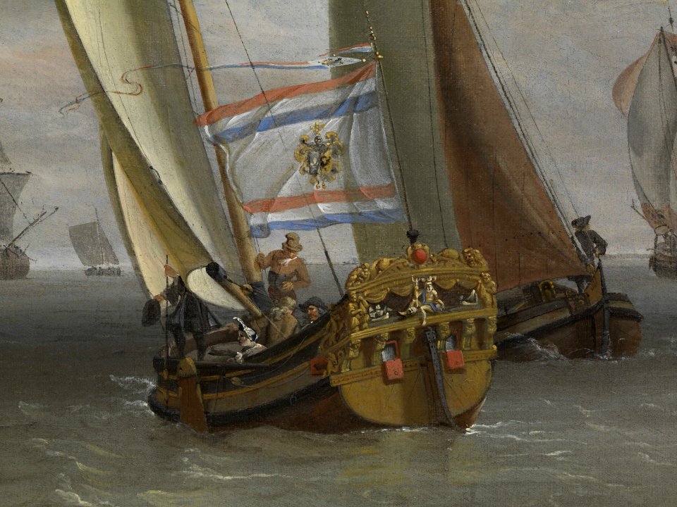 Ships on the River IJ in front of the Tollhouse near Amsterdam RMG F8704-003